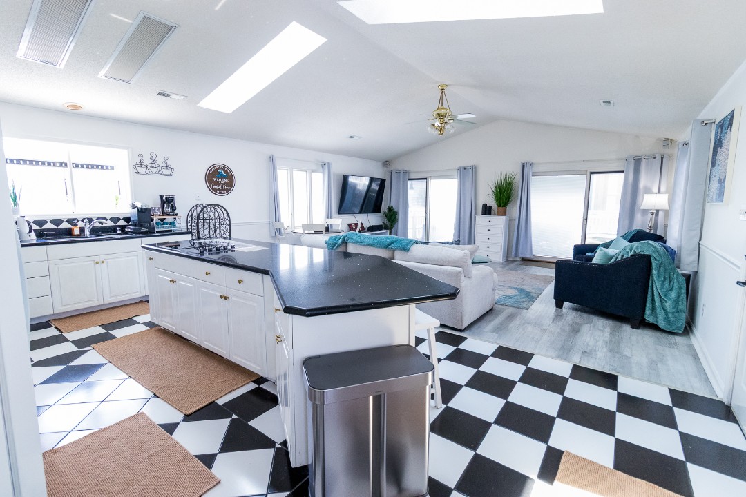 Open-concept kitchen and living area